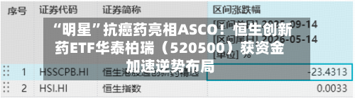 “明星	”抗癌药亮相ASCO！恒生创新药ETF华泰柏瑞（520500）获资金加速逆势布局-第3张图片
