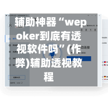 辅助神器“wepoker到底有透视软件吗”(作弊)辅助透视教程-第3张图片