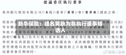 新华保险：提名黄耿为非执行董事候选人-第3张图片