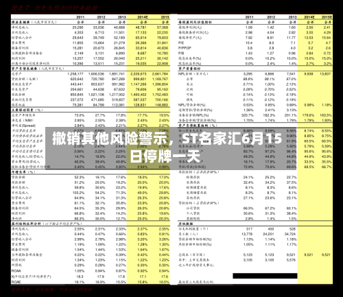 撤销其他风险警示，ST名家汇6月15日停牌一天-第2张图片
