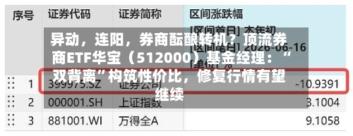 异动，连阳	，券商酝酿转机？顶流券商ETF华宝（512000）基金经理：“双背离	”构筑性价比，修复行情有望继续-第3张图片
