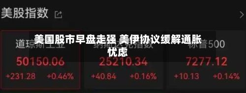 美国股市早盘走强 美伊协议缓解通胀忧虑