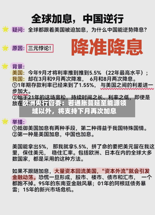 欧洲央行管委：若通胀蔓延至能源领域以外，将支持下月再次加息-第2张图片
