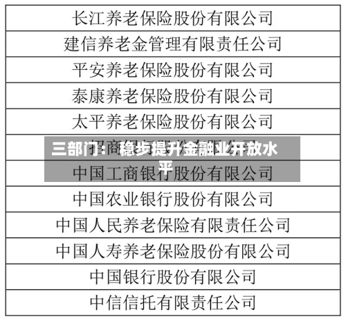 三部门： 稳步提升金融业开放水平