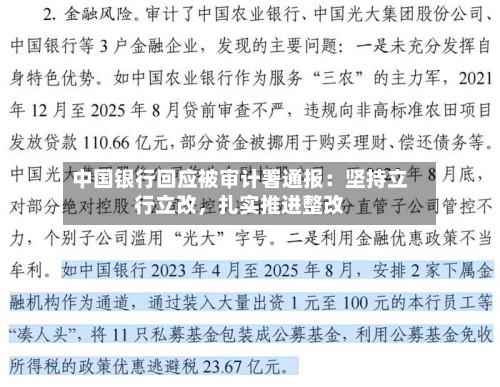 中国银行回应被审计署通报：坚持立行立改，扎实推进整改-第2张图片